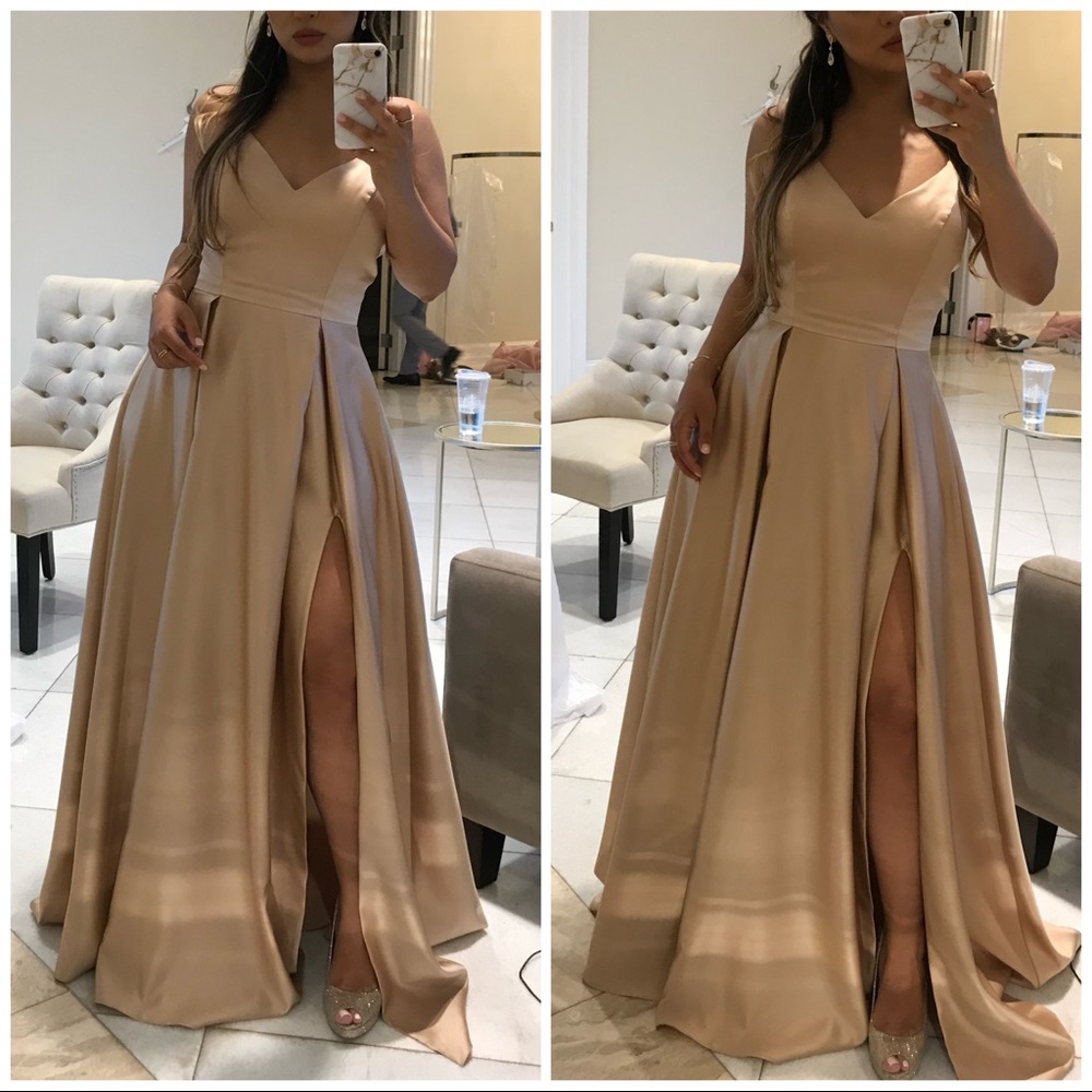 Nude satin prom/bridesmaid dress